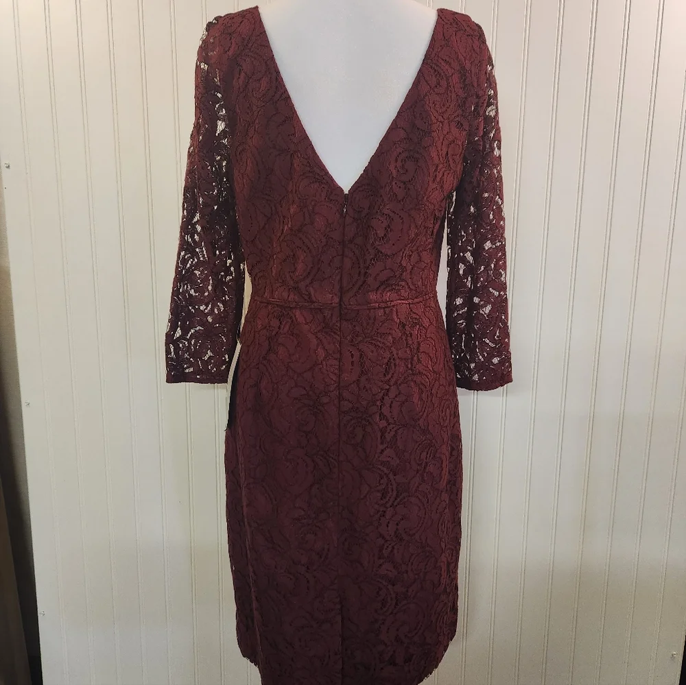 NEW J.Crew Women's Burgundy Lace Overlay Backless‎ Sheath Dress Size 8 Cocktail